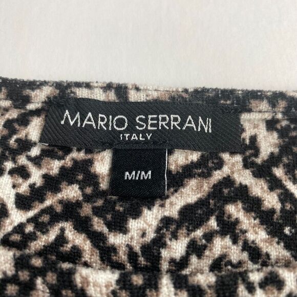 Mario Serrani Italy Top Womens Tan Black Leopard Print Long Sleeve Blouse Size M - Picture 4 of 14